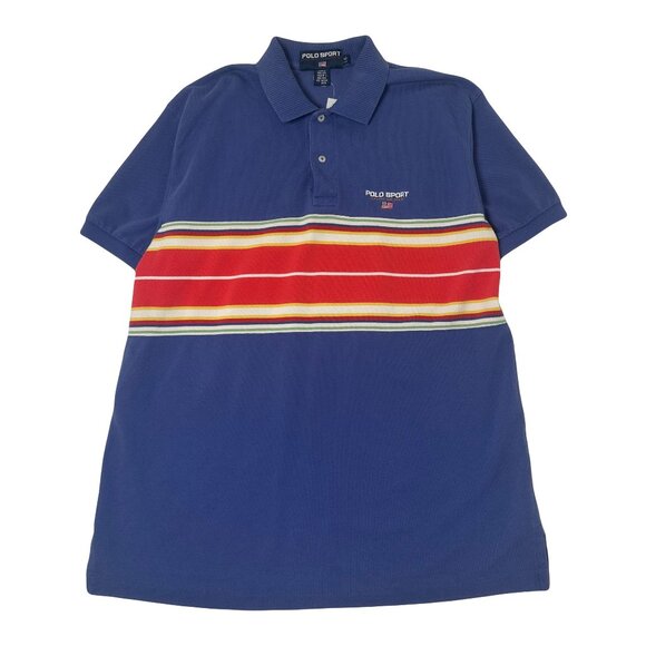 Vintage Polo Sport Striped Short Sleeve Shirt L - Picture 1 of 4